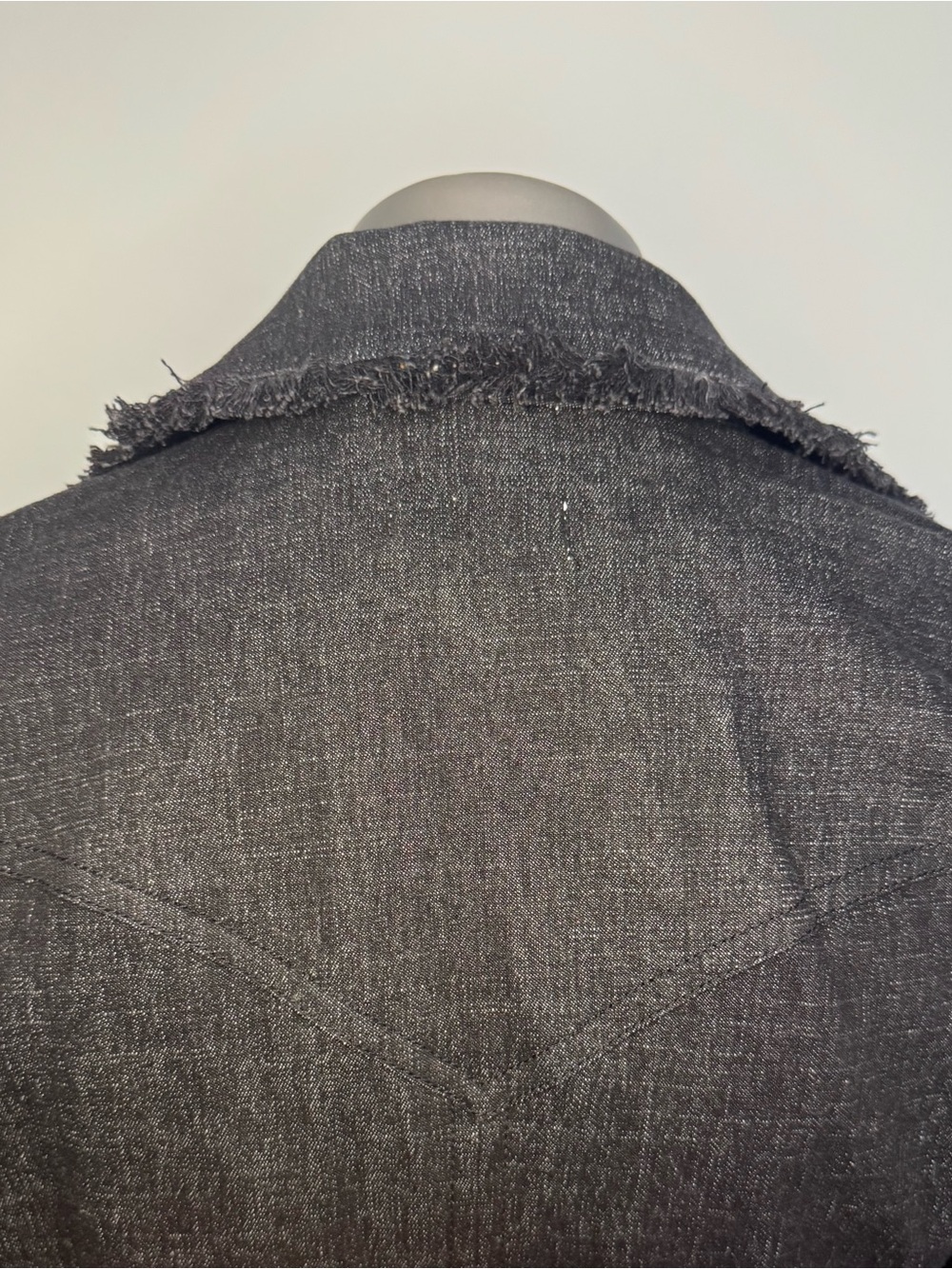 Cache Denim Blazer Jacket Womens 2 Black Frayed-Trim Notched Office - Picture 5 of 14